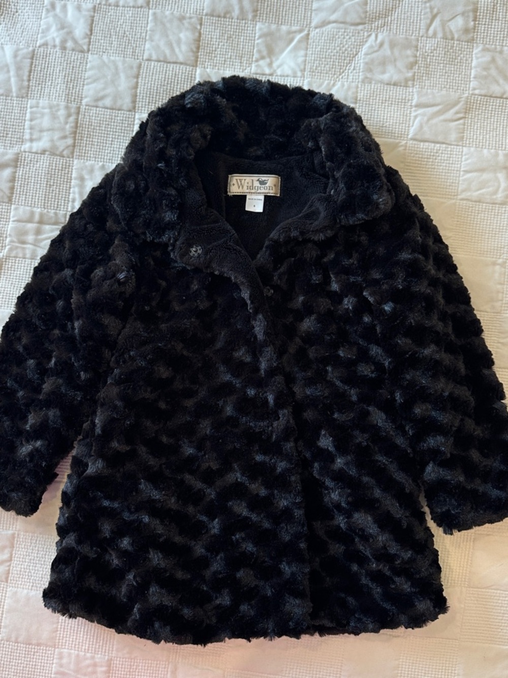 Widgeon Kids Black Faux Fur Pea Coat